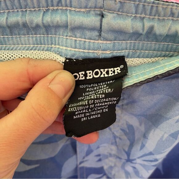 Men's Y2K Blue Board Shorts - Dragon & Floral Design Wrap Around Print SZ Small - Picture 6 of 7